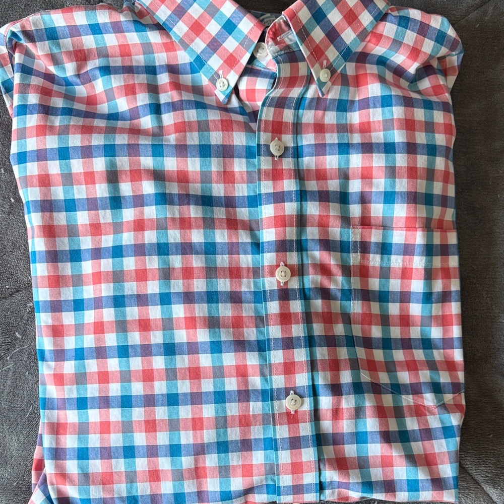 L.L. Bean Red and Blue Plaid Button Down Shirt